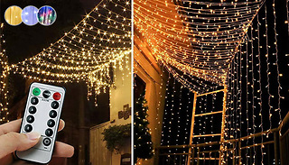 200-LED or 300-LED Remote Control Fairy Lights Curtain - 3 Options & 3 ...