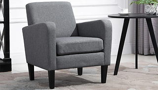 HOMCOM Grey Linen Modern Curved Armchair