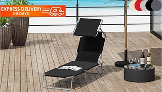1 or 2-Pack of Outsunny Folding Sun Loungers with Sun Shades - 5 Colou ...