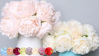 5-Piece Large Artificial Peony Flower Bouquet - 8 Colours