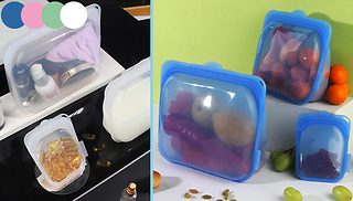 3-Piece Food Storage Reusable Silicone Bag Set - 4 Colours
