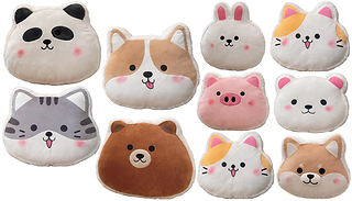Cartoon Animal Face Furry Cushion - 9 Designs