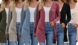 Button Down Long Sleeve Cardigan - 6 Colours & 5 Sizes