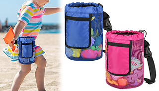 Kid's Foldable Drawstring Net Beach Bag - 2 Colours