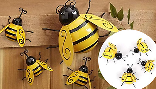 4-Piece Metal Bee Garden Wall Decoration Set - 1 or 2 Sets