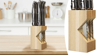 6-Piece Stainless Steel Steak Knife Set With Wooden Block