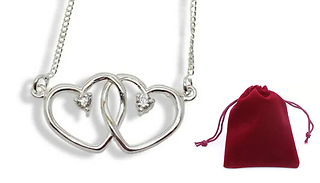 Pair Of Hearts Created Diamond Necklace