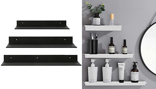 3-Pack of Easy-Install Floating Shelves - 2 Colours