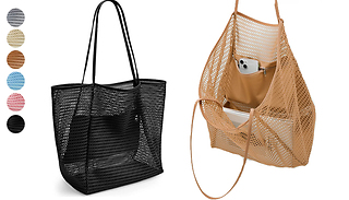 Mesh Tote Shoulder Beach Bag - 6 Colours