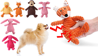 Plush Corduroy Animal Squeaky Dog Chew Toy - 6 Designs