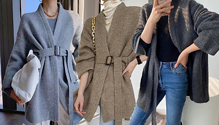 Women's Belted Long-Line Knit Cardigan - 3 Colours