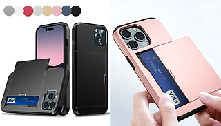 iPhone Compatible Shockproof Case with Secret Card Holder - 8 Colours ...