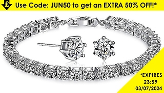 7ct Simulated Sapphire Tennis Bracelet with FREE Earrings!