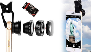 3-in-1 Smartphone Camera Lens Kit - Fish Eye, Macro and Wide Angle