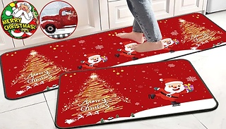 Two-Pack of Christmas Kitchen Floor Mats - 3 Designs 