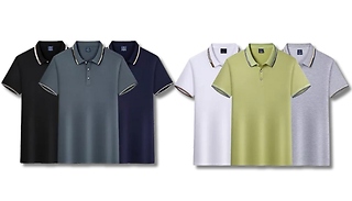3-Pack Men's Solid Colour Polo Shirts - 2 Sets, 6 Sizes