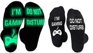 3x Pairs of Glow-In-The-Dark Novelty Gaming Socks - 2 Designs