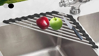 1 or 2 Pack of Roll Up Sink Corner Dish Drying Racks - 2 Colours