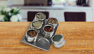 6-Piece Magnetic Stainless Steel Spice Jar Rack