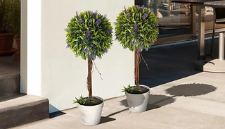 2-Piece Artificial Ball Trees with Lavender Flowers Plant