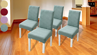 2 to 8 Pack of Thickened Polar Fleece Check Chair Covers - 4 Colours
