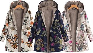 Floral Print Lined Hooded Jacket - 3 Colours & 8 Sizes 