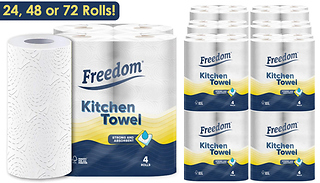 24, 48 or 72 Freedom Strong & Absorbent 2-Ply Kitchen Roll