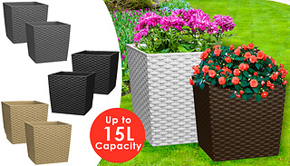 Pair of Cube Rattan-Effect Planters - 5 Colours & 3 Sizes