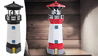 Solar Lighthouse Garden Ornament with Rotating Blinking Lamp - 2 Colou ...