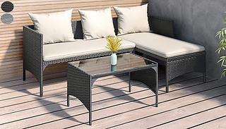 3-Piece Rattan Furniture Set With Table - 2 Colours