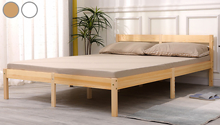 White or Pine Solid Wood Bed Frame - 2 Sizes