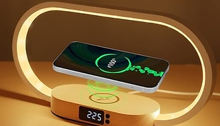3-in-1 Dimmable Bedside Lamp - With Wireless Charger & Built-In Clock!