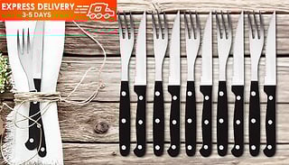 Stainless Steel Steak Knives & Fork Set - 12 or 24 Piece