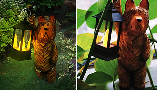 Light-Up Bear with Lantern Garden Statue