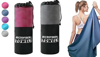 2-Piece Quick-Drying Microfibre Sports Towel Set - 5 Colours
