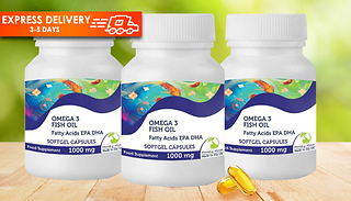 Omega 3 Fish Oil Capsules 1000mg - 2 or 4 Months Supply