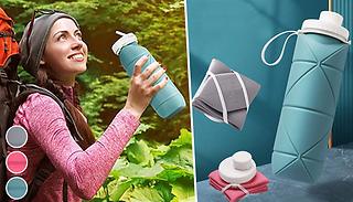 600ML Collapsible Travel Water Bottle - 3 Colours