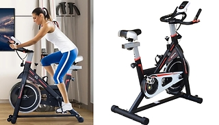 HOMCOM Indoor Exercise Bike With LCD Display 