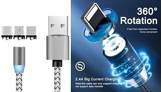 3-in-1 Magnetic Micro USB Type C Cable - 4 Colours, 2 Sizes