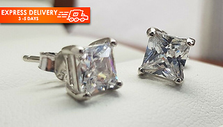 White Gold Princess Cut Created Diamond 5mm Stud Earrings