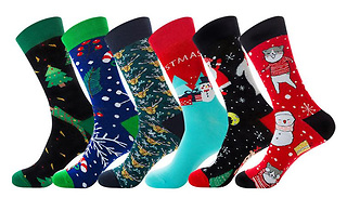 Pack of 6 Cotton Christmas Socks
