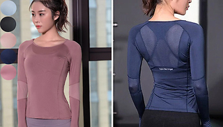 Women's Sports Wear Fitness Long Sleeve T-shirt - 5 Colours & 4 Sizes ...