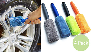 4-Pack of Microfibre Car Tire Rim Cleaning Brushes