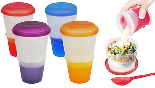 Cereal To-Go-Cup with Milk Cooler and Spoon - 1 or 2 Cups