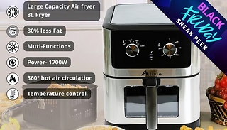 Alivio 8L Air Fryer With Basket Drawer With Adjustable Thermometer & T ...