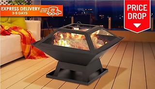 3-in-1 Square Fire Pit with BBQ Grill