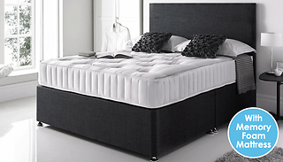 Divan Bed Set + Orthopaedic Spring Memory Foam Mattress - 6 Sizes With ...