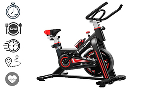 Black Hurricane X2 Spinning Exercise Bike - 12kg Fly Wheels, LCD Displ ...