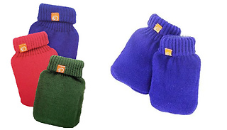 1 or 2 Reusable Hand Warmer With Knitted Cover - 3 Colours