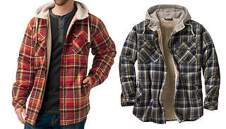 Men's Hooded Sherpa Lined Overshirt - 2 Colours & 4 Sizes